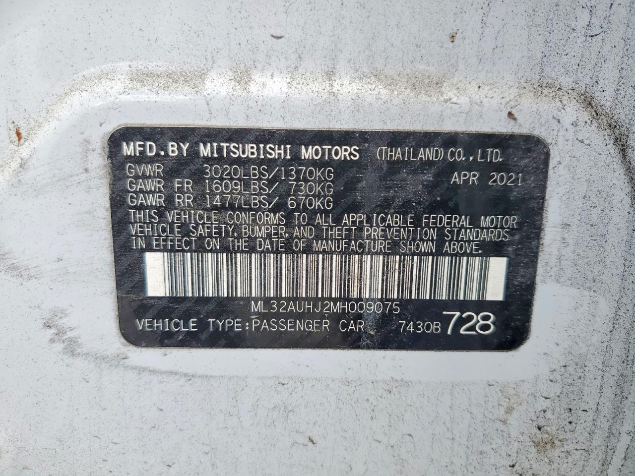 2021 MITSUBISHI MIRAGE