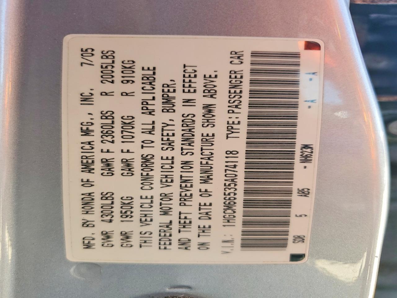 2005 HONDA ACCORD