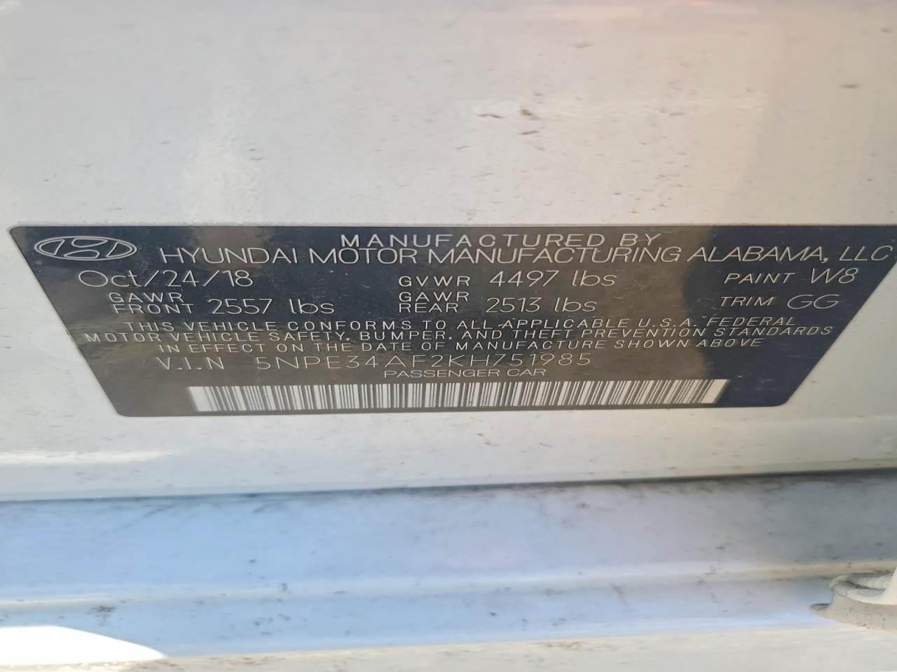2019 HYUNDAI SONATA