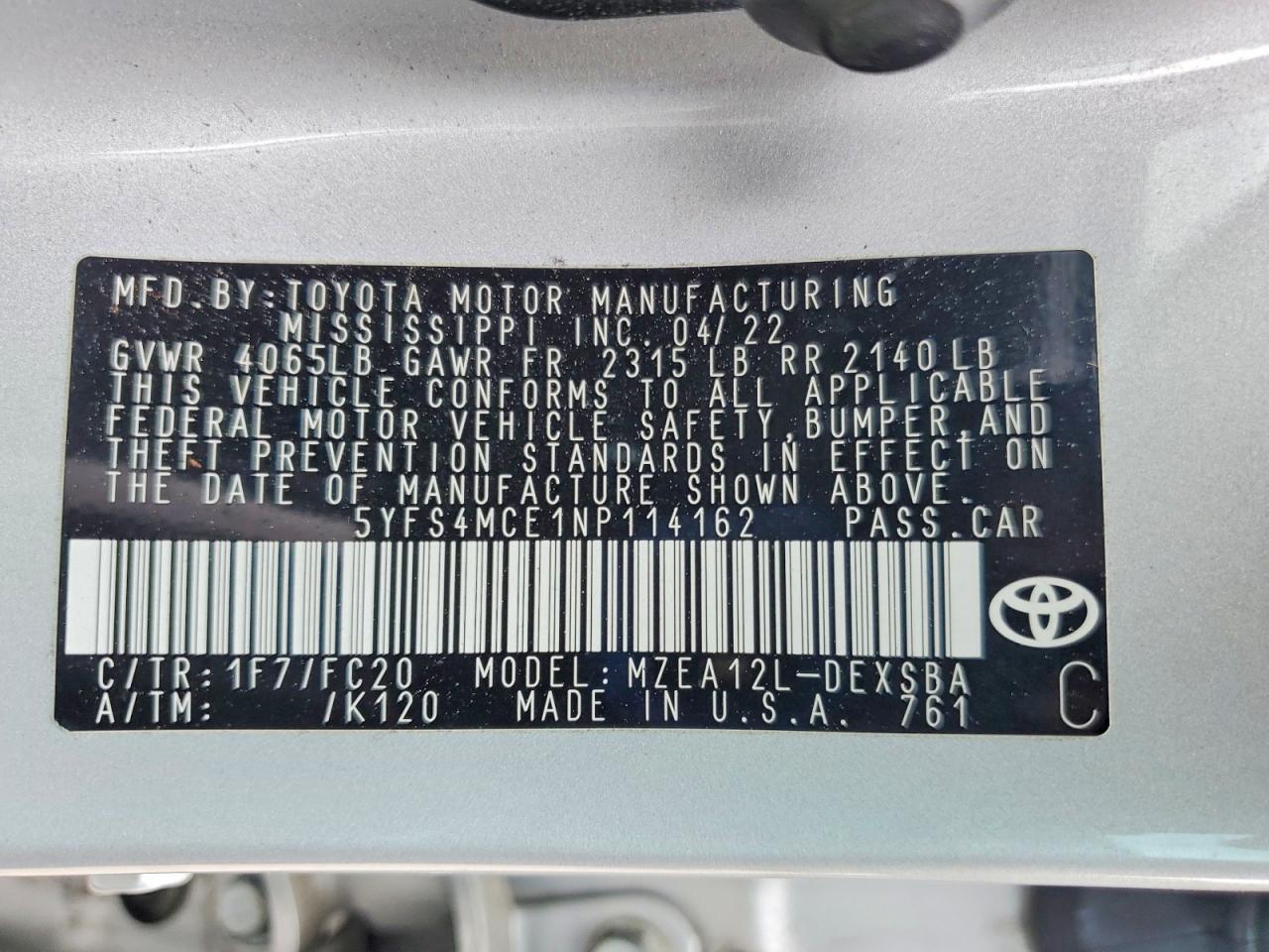 2022 TOYOTA COROLLA