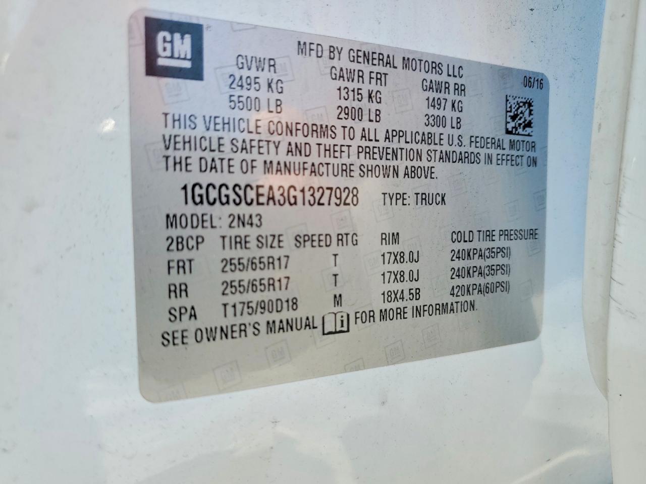 2016 CHEVROLET COLORADO