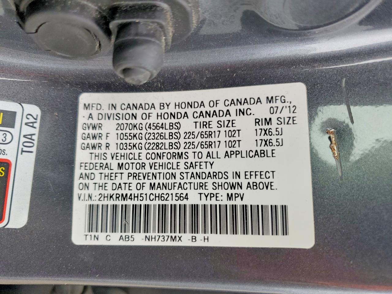 2012 HONDA CRV