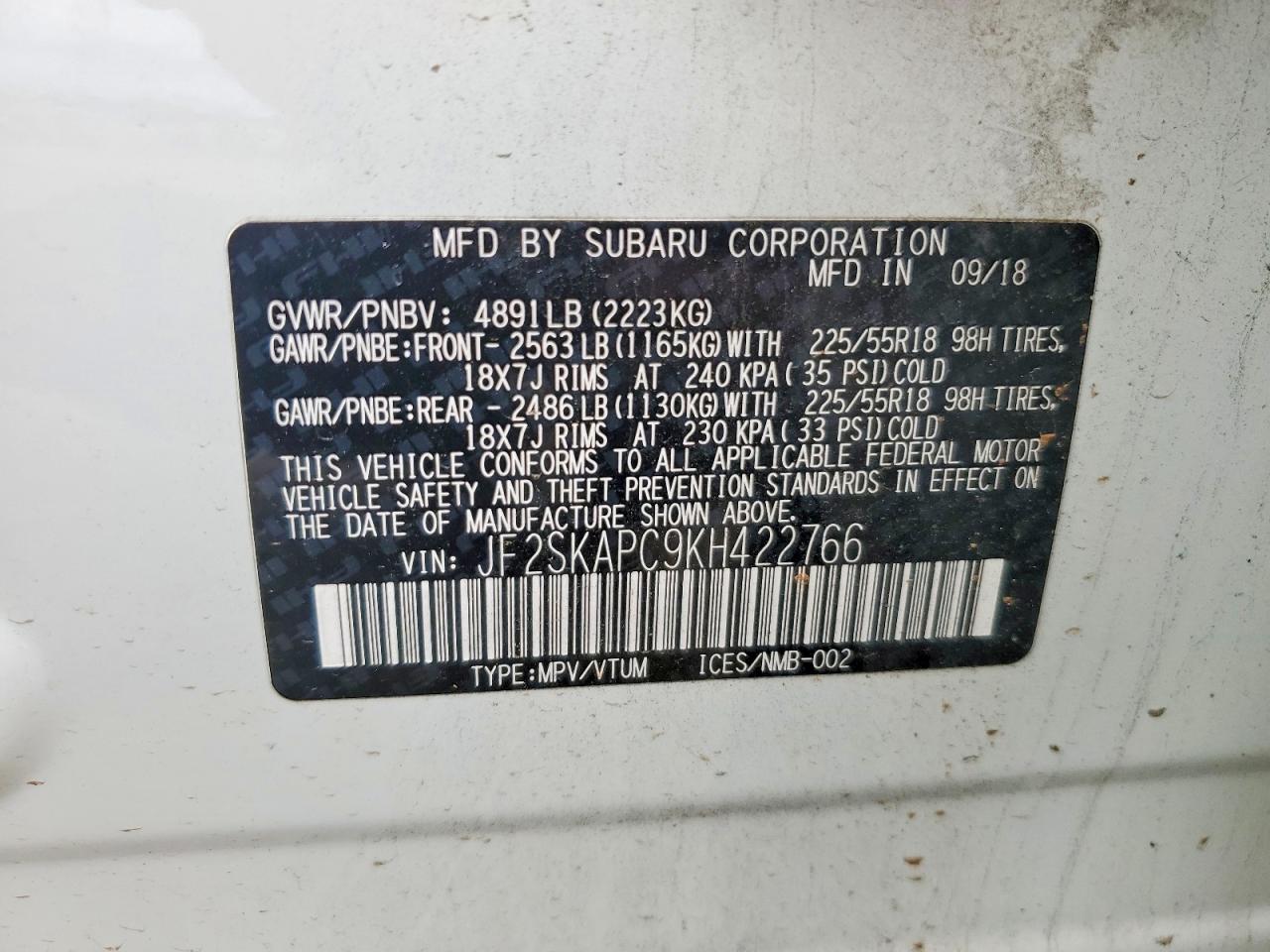 2019 SUBARU FORESTER