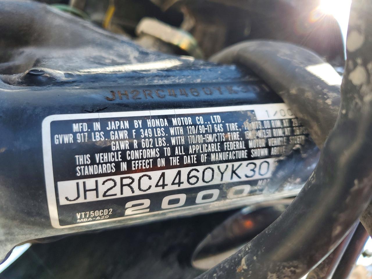 2000 HONDA VT CYCLE