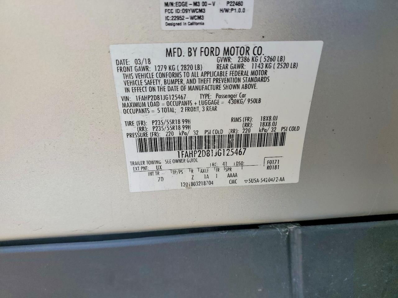 2018 FORD TAURUS