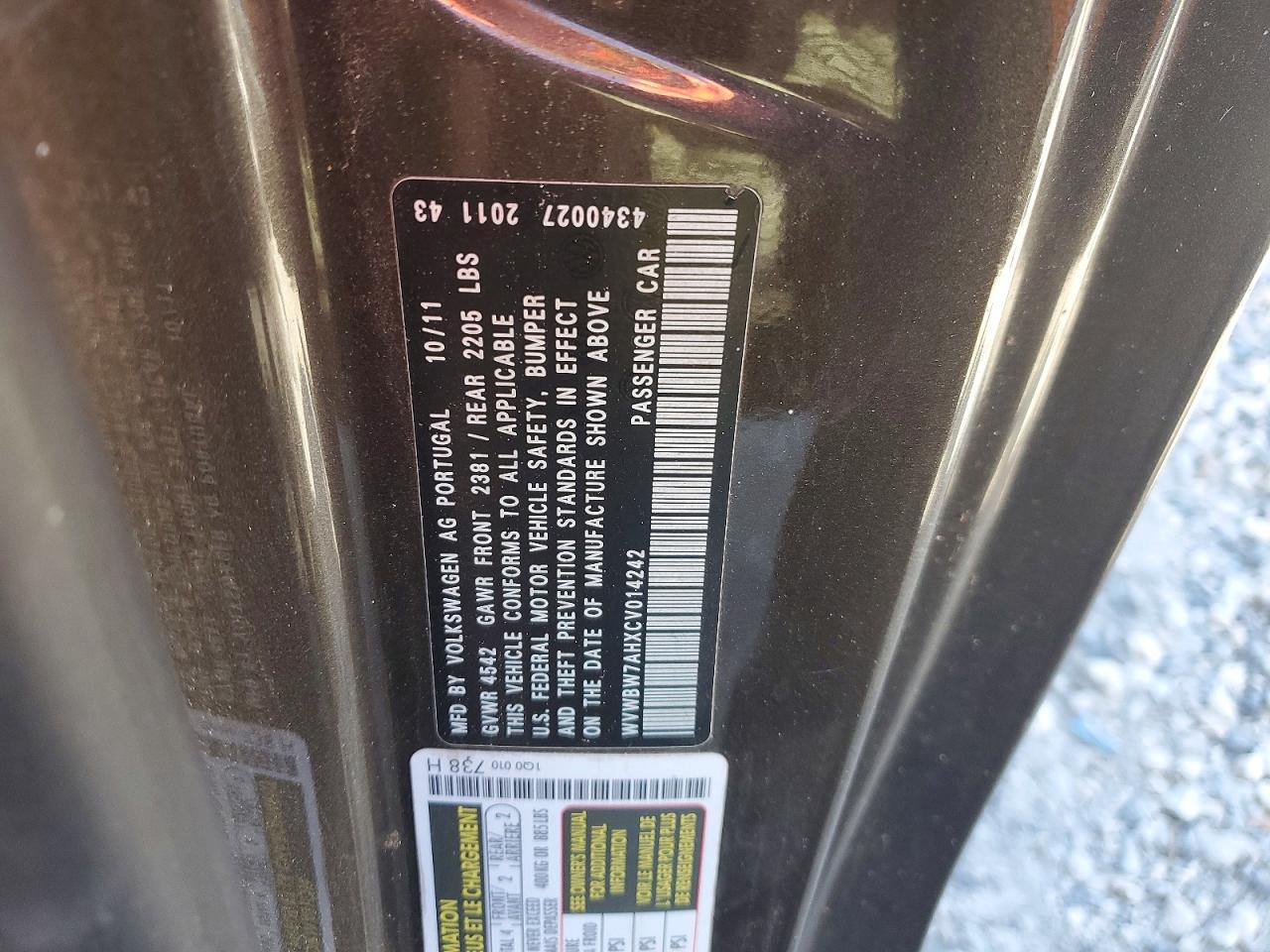 2012 VOLKSWAGEN EOS