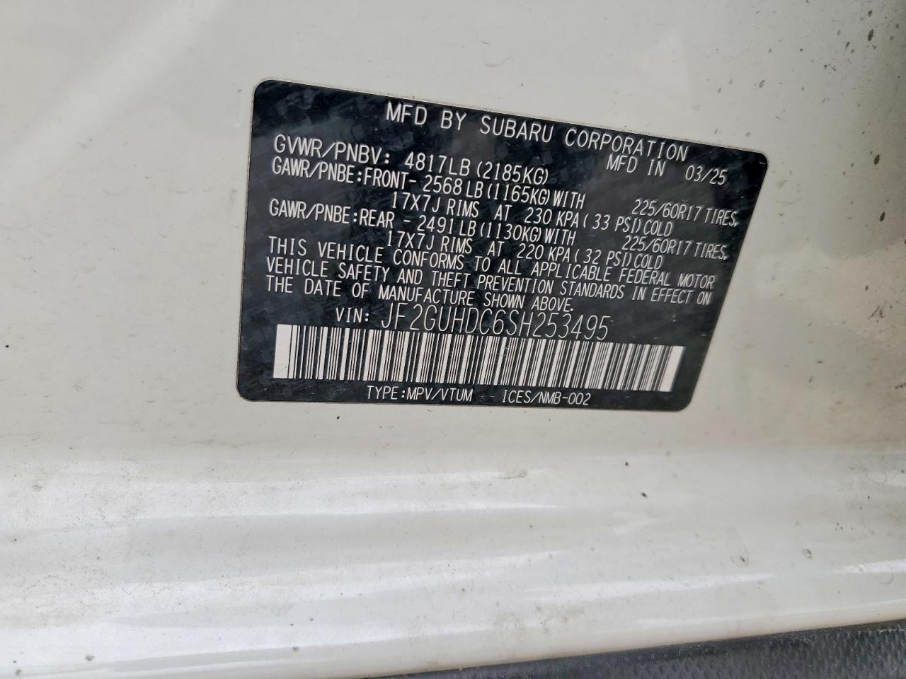 2025 SUBARU CROSSTREK