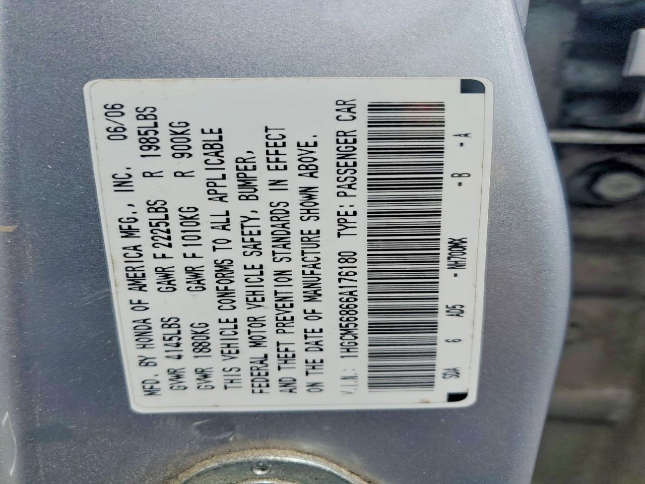 2006 HONDA ACCORD