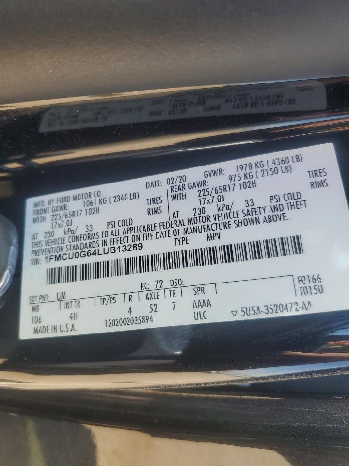 2020 FORD ESCAPE SE