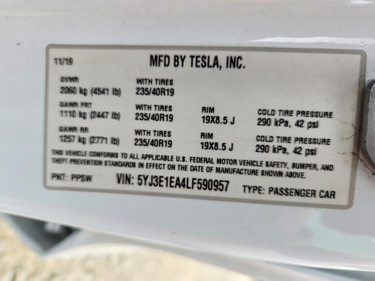 2020 TESLA MODEL 3