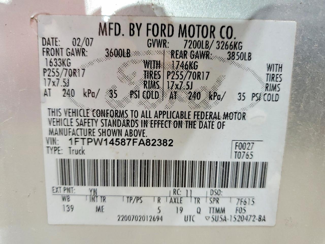 2007 FORD F150