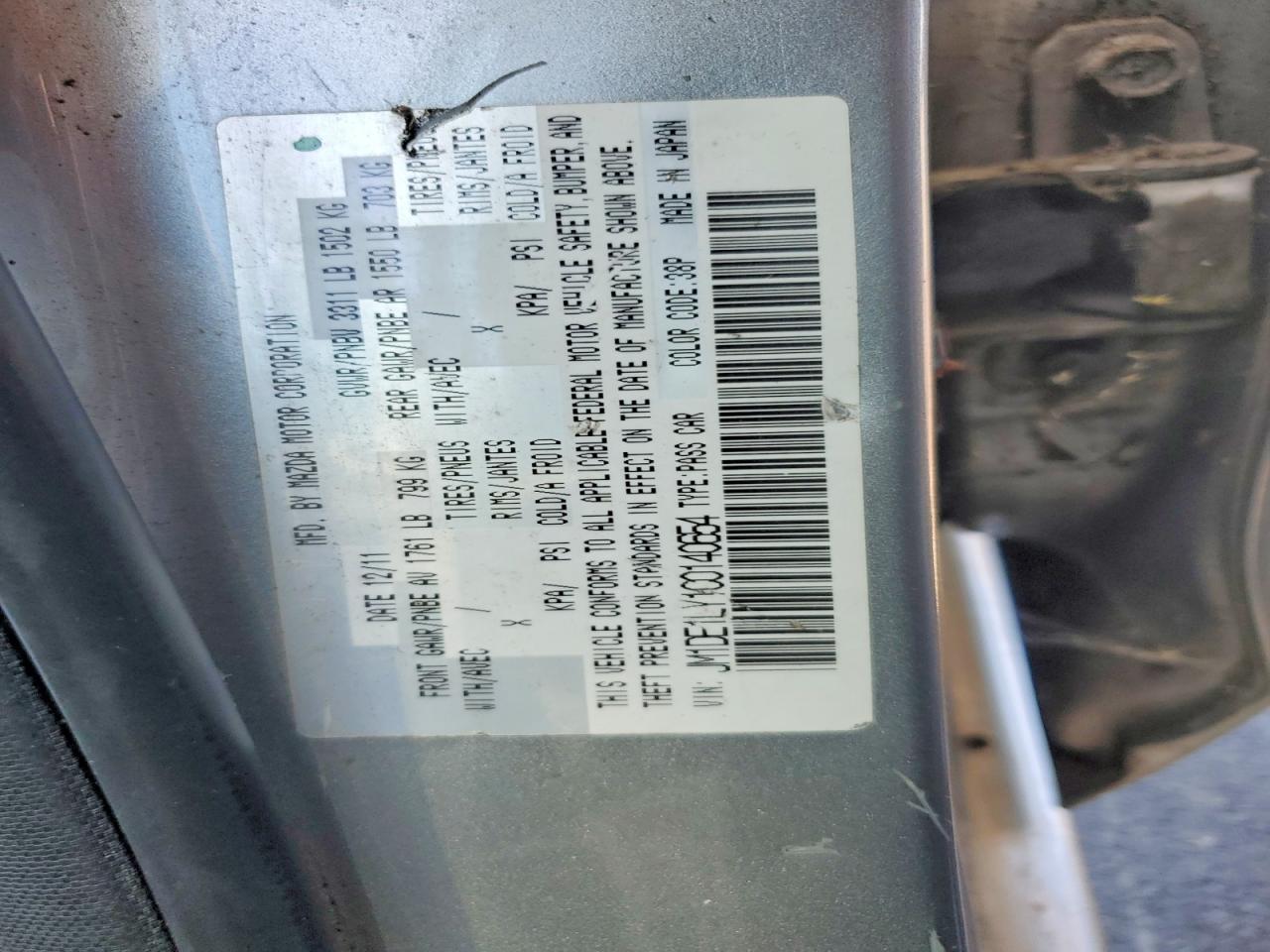 2012 MAZDA 2