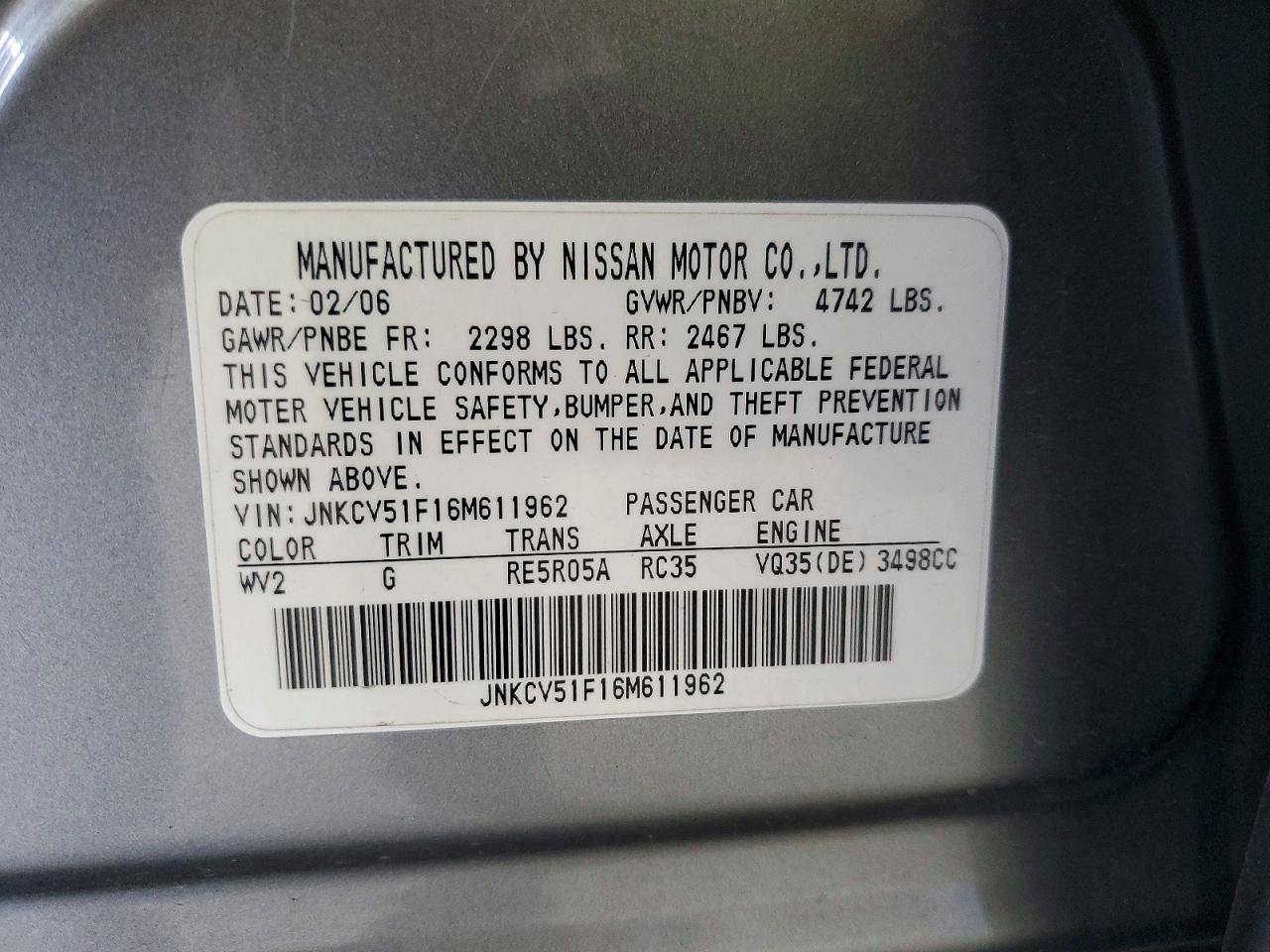 2006 INFINITI G35