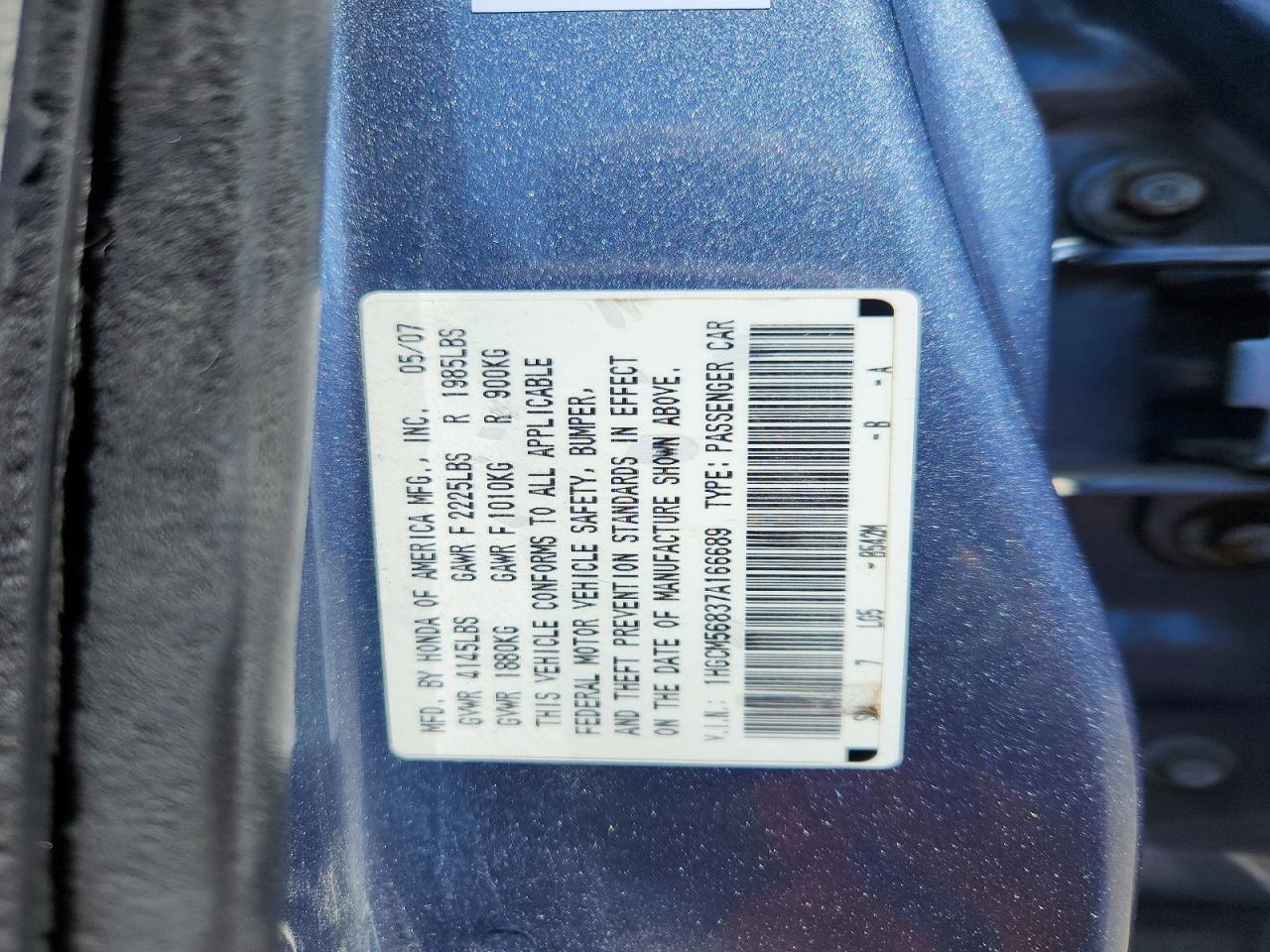 2007 HONDA ACCORD