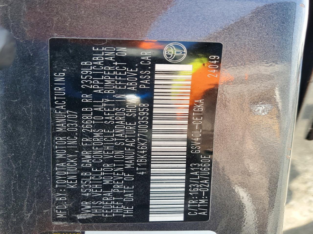 2007 TOYOTA CAMRY