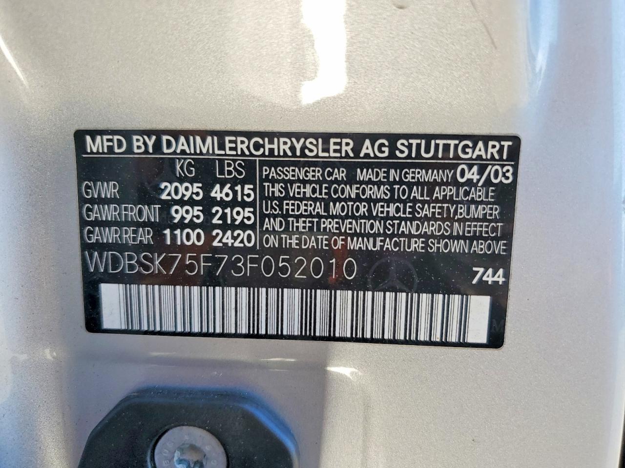 2003 MERCEDES-BENZ SL-CLASS