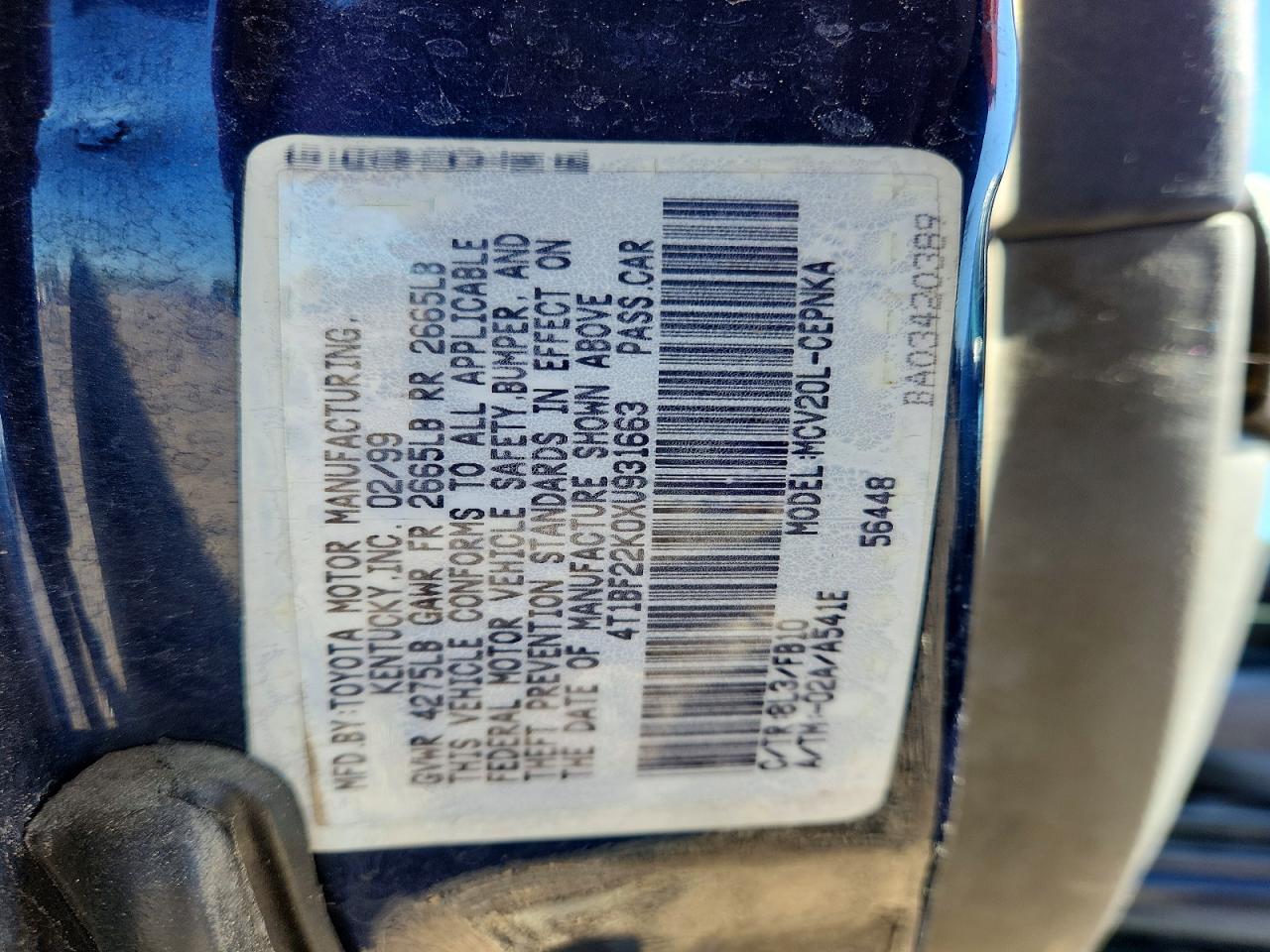 1999 TOYOTA CAMRY
