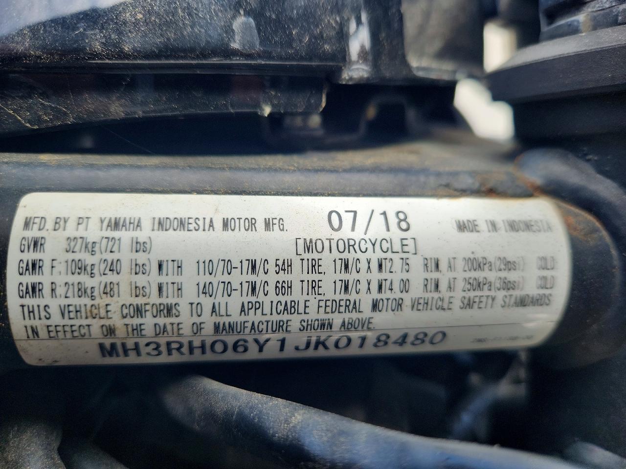 2018 YAMAHA YZF600
