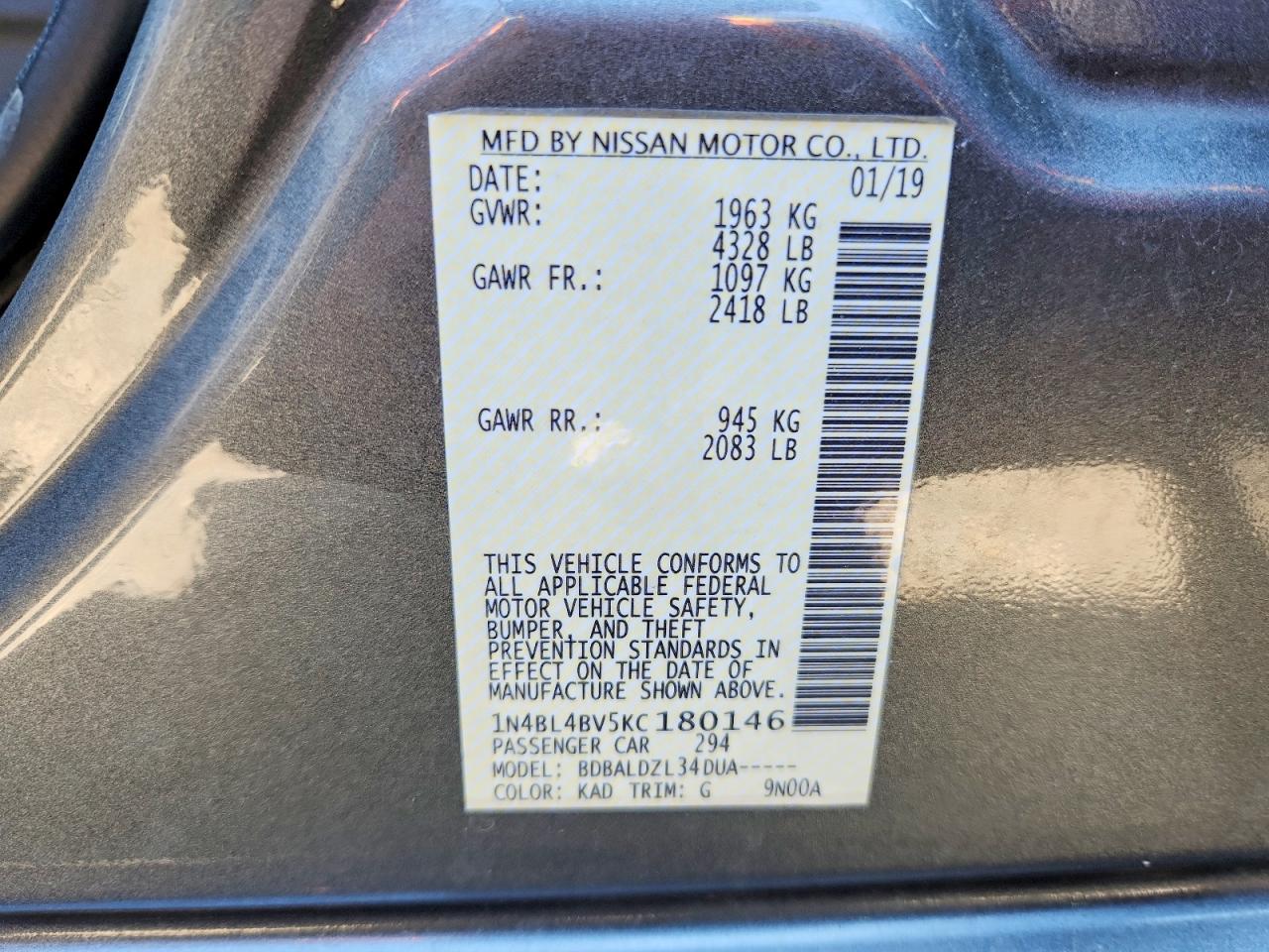 2019 NISSAN ALTIMA