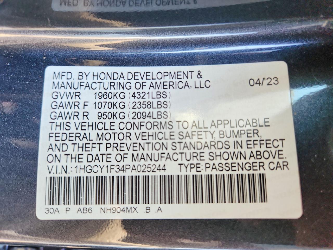 2023 HONDA ACCORD