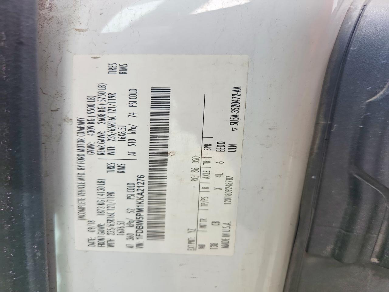 2019 FORD TRANSIT