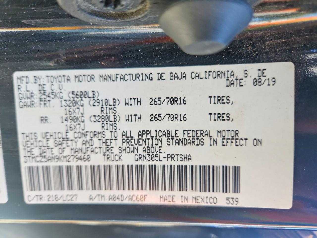 2019 TOYOTA TACOMA