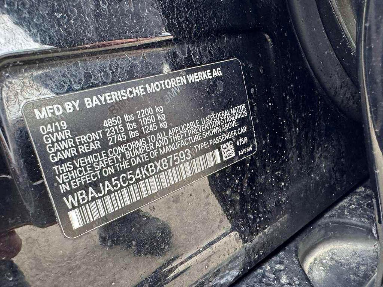 2019 BMW 5 SERIES