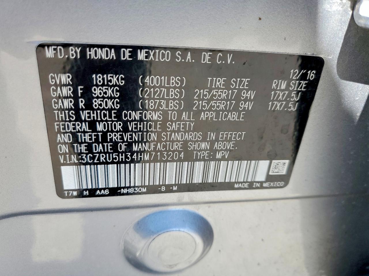 2017 HONDA HR-V