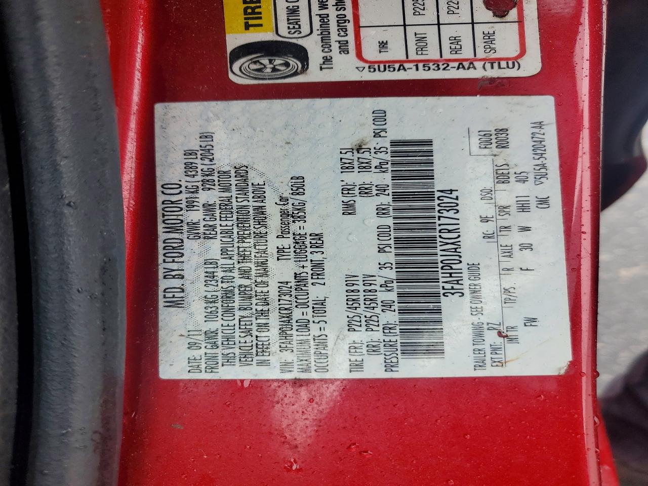 2012 FORD FUSION