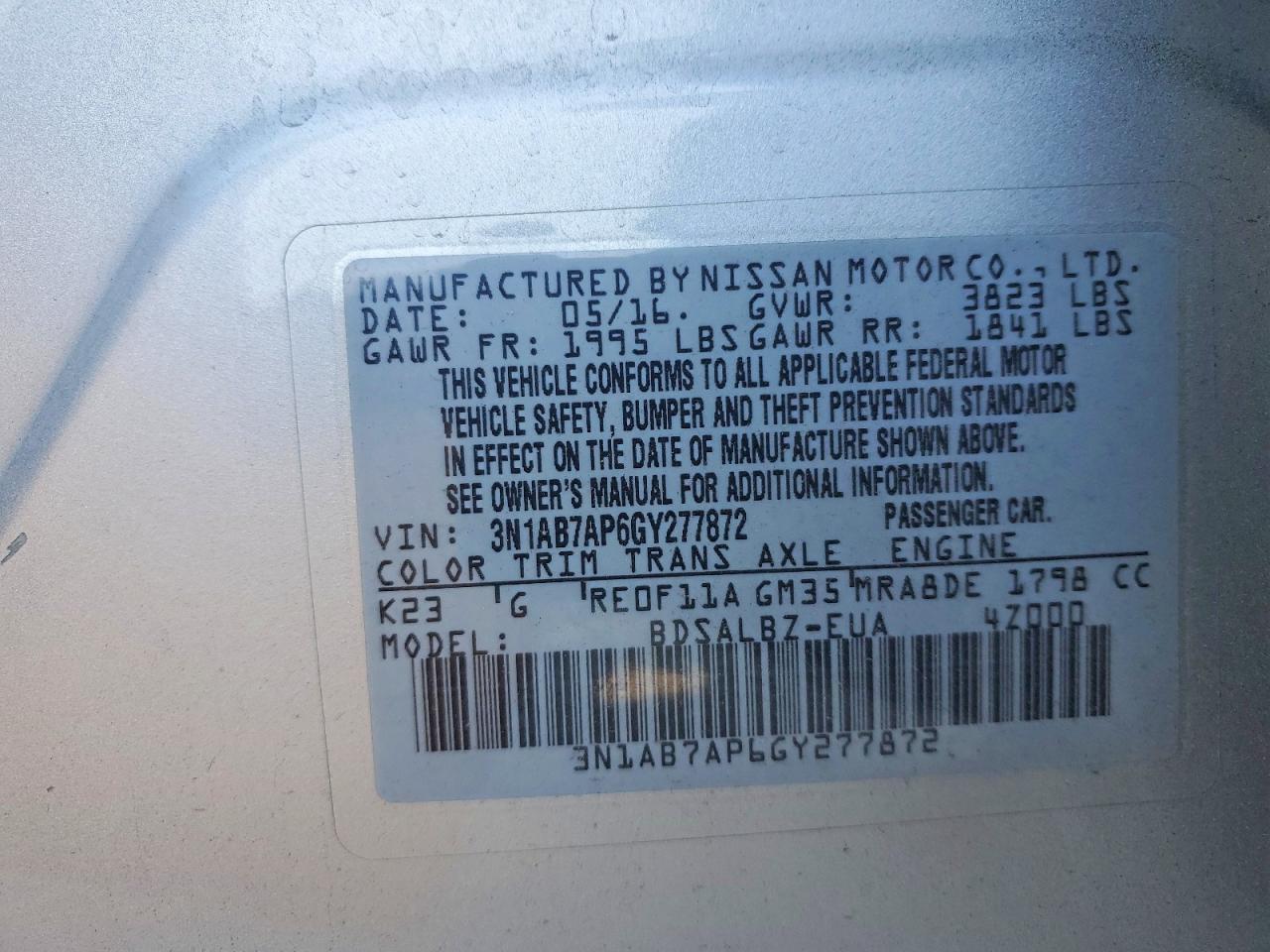 2016 NISSAN SENTRA
