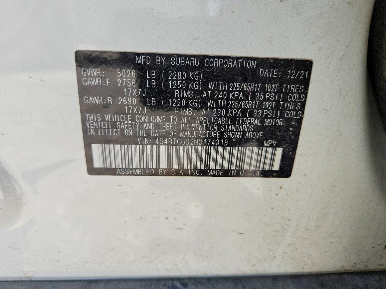 2022 SUBARU OUTBACK