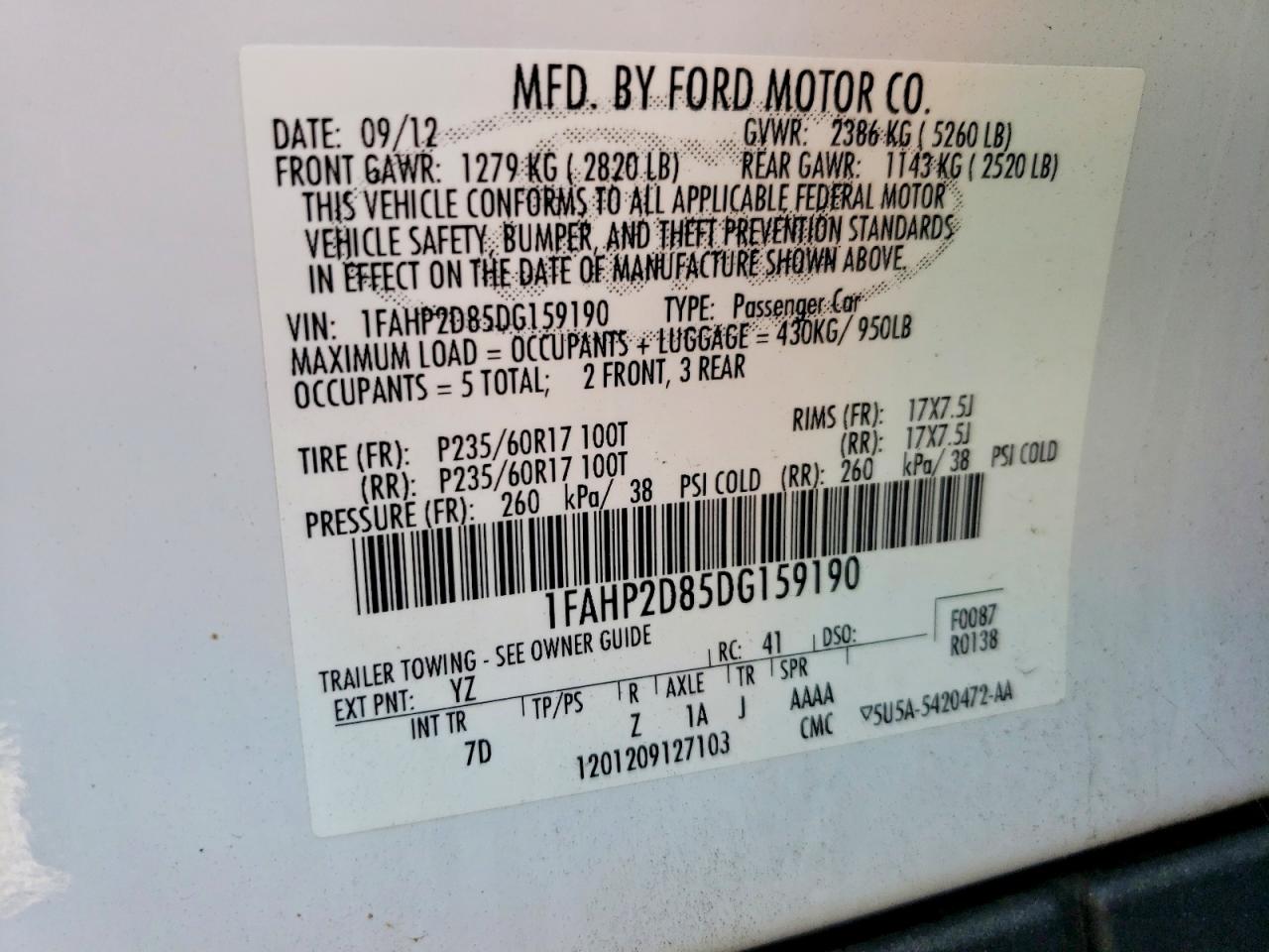 2013 FORD TAURUS