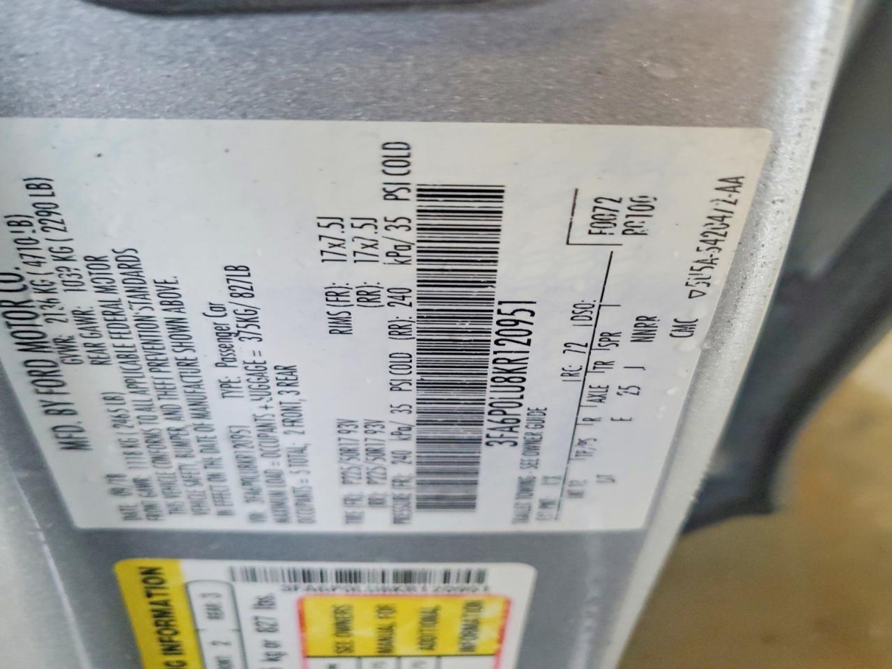 2019 FORD FUSION