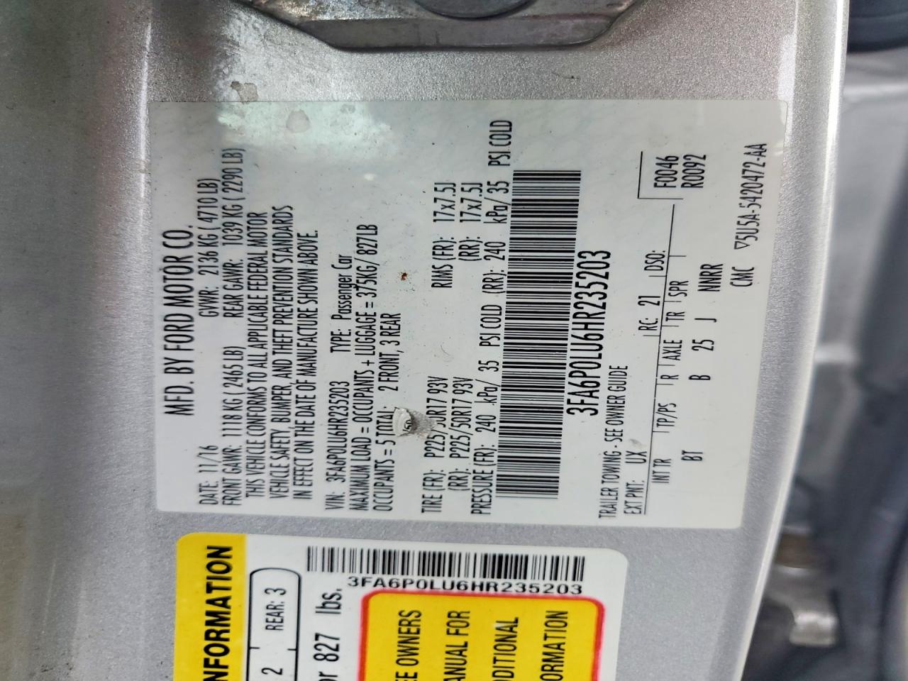 2017 FORD FUSION