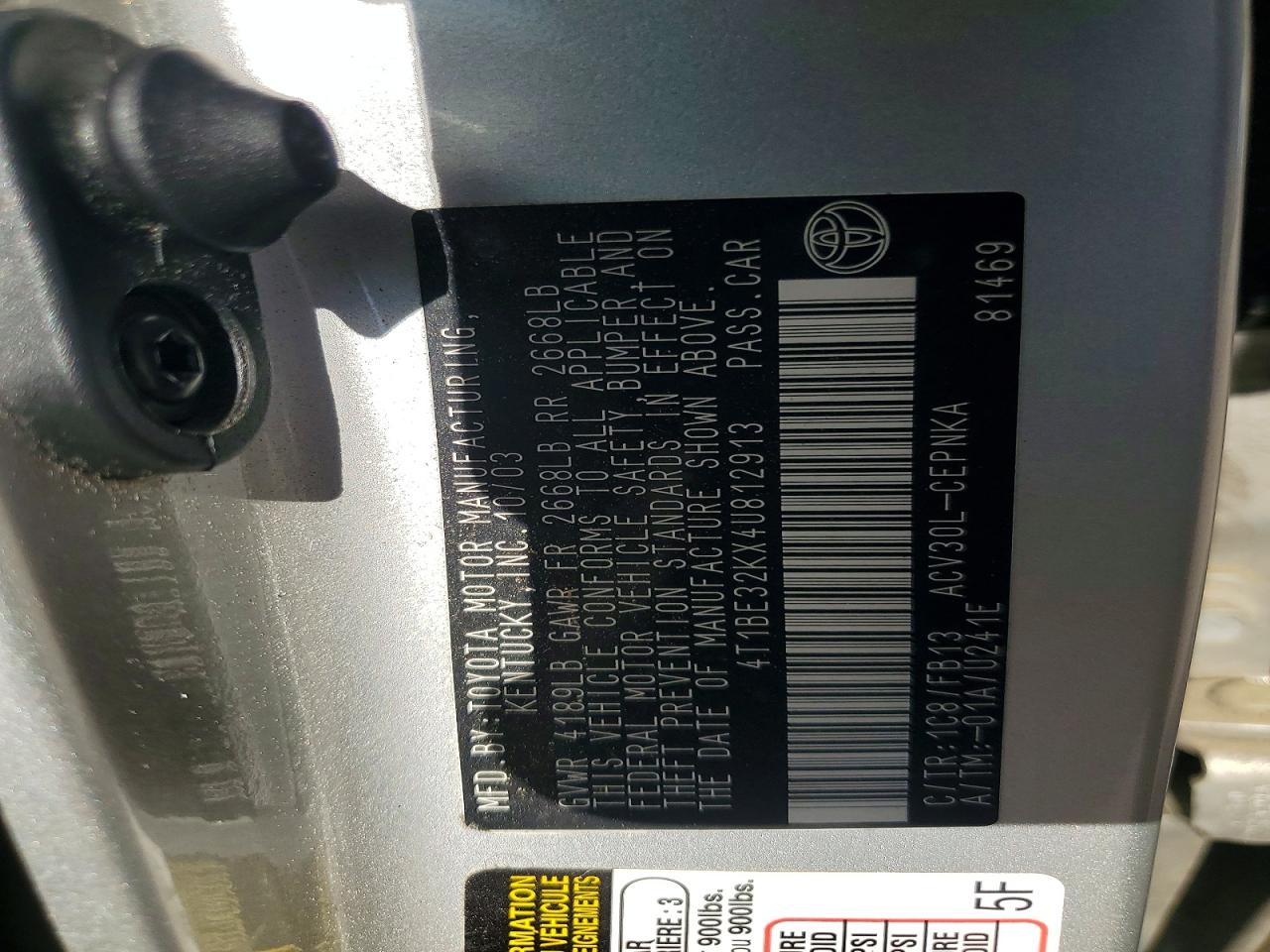 2004 TOYOTA CAMRY