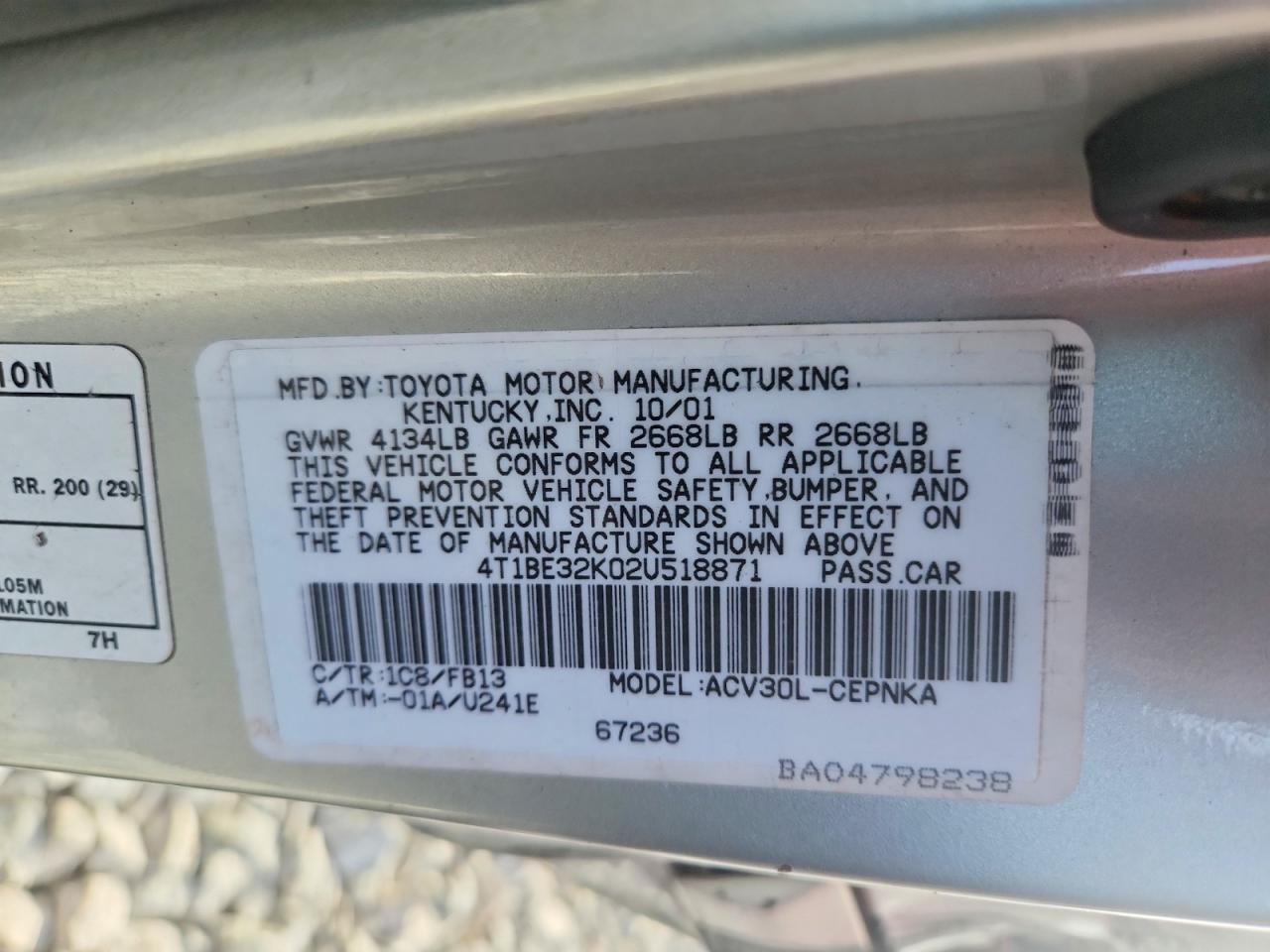 2002 TOYOTA CAMRY