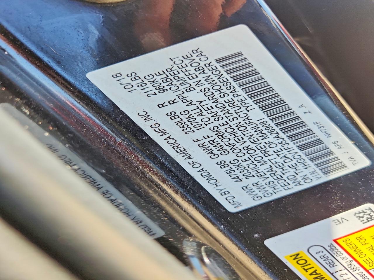 2018 HONDA ACCORD