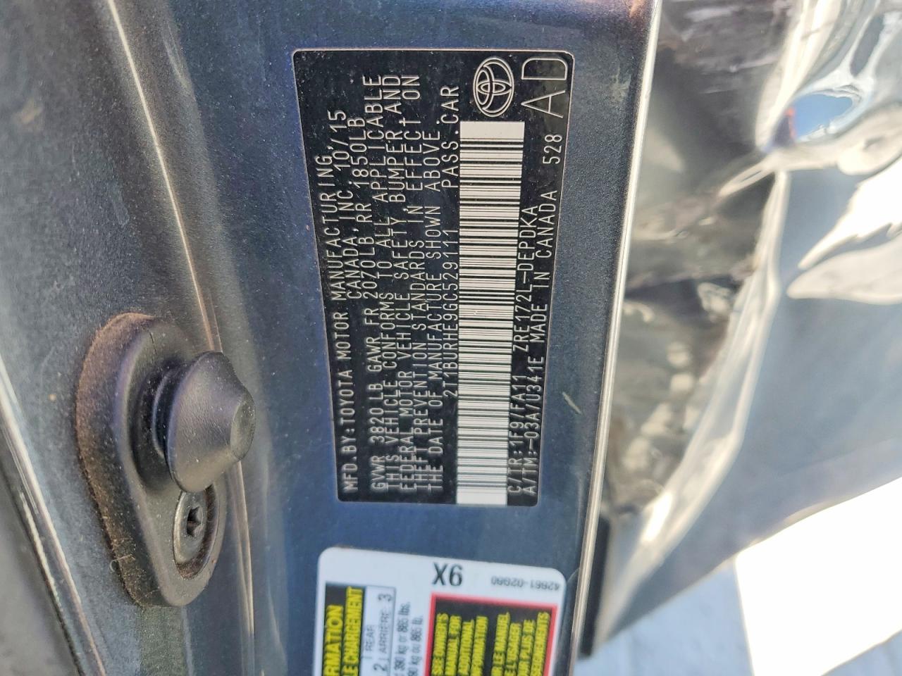 2016 TOYOTA COROLLA