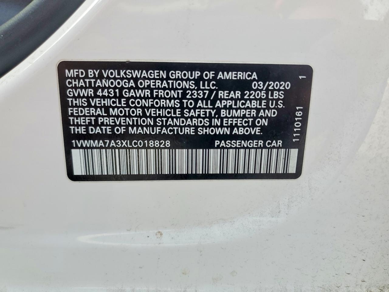 2020 VOLKSWAGEN PASSAT