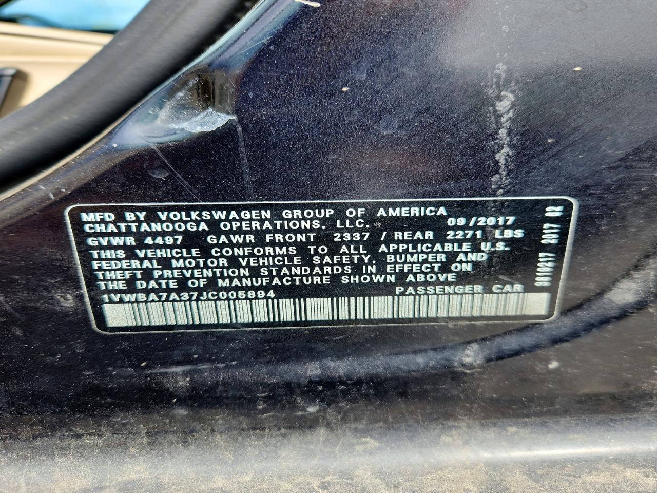 2018 VOLKSWAGEN PASSAT