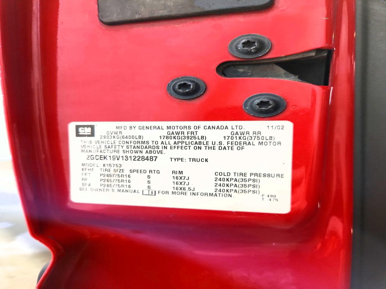 2003 CHEVROLET ALL Models