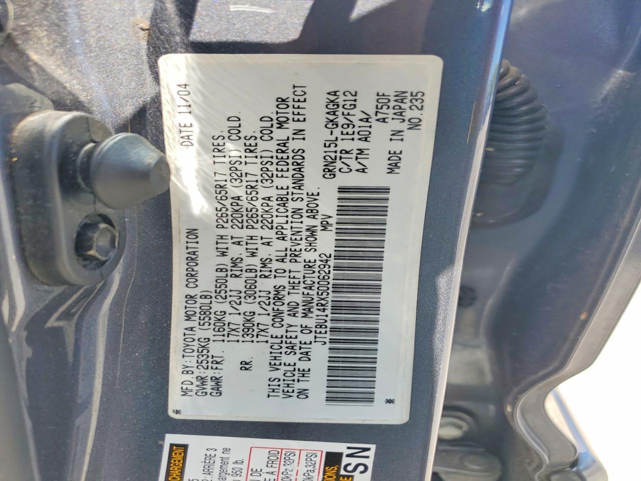 2005 TOYOTA 4RUNNER