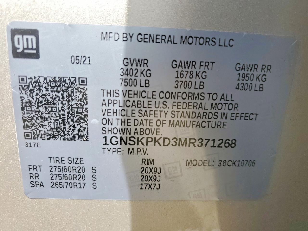 2021 CHEVROLET TAHOE