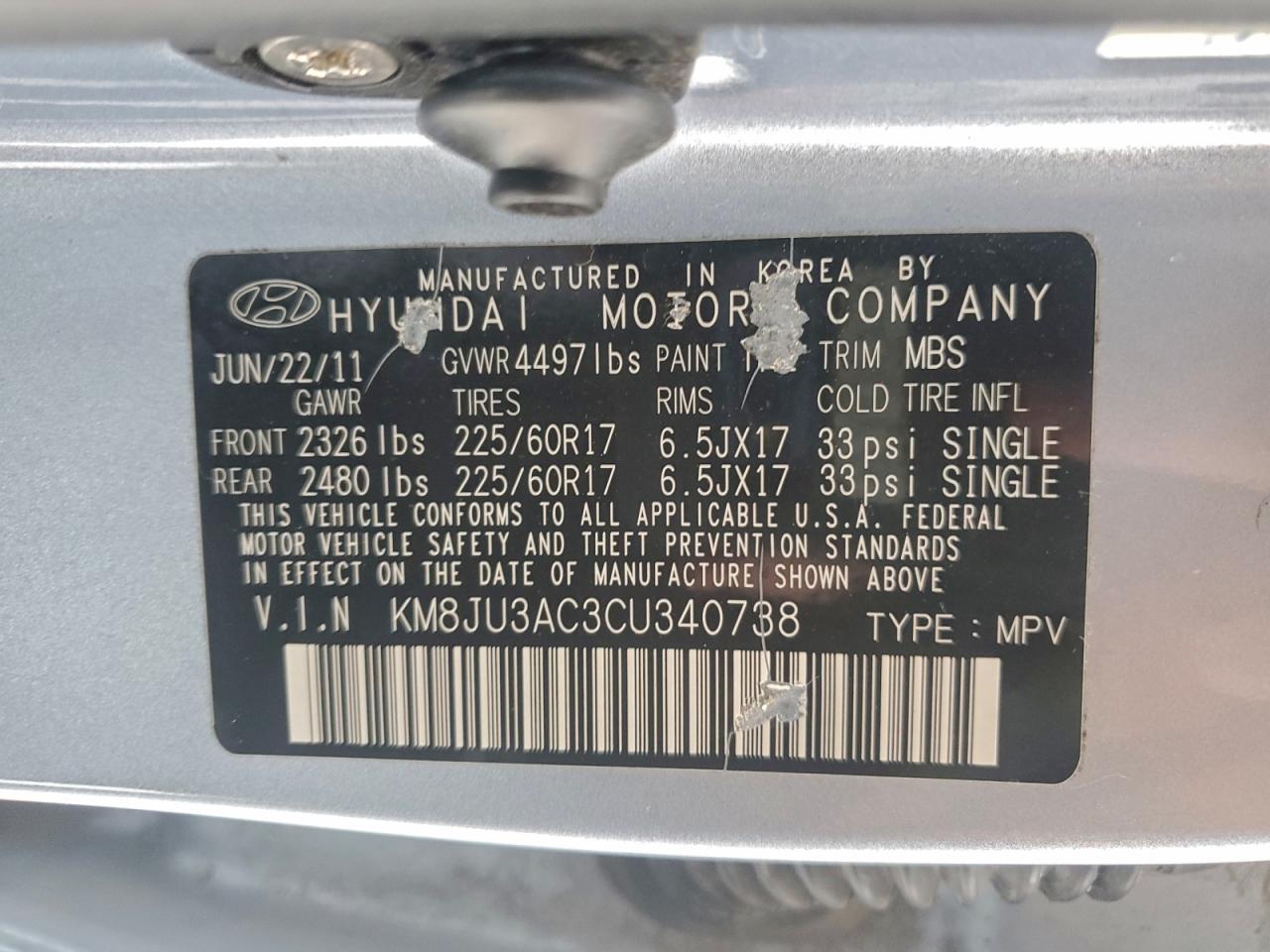 2012 HYUNDAI TUCSON