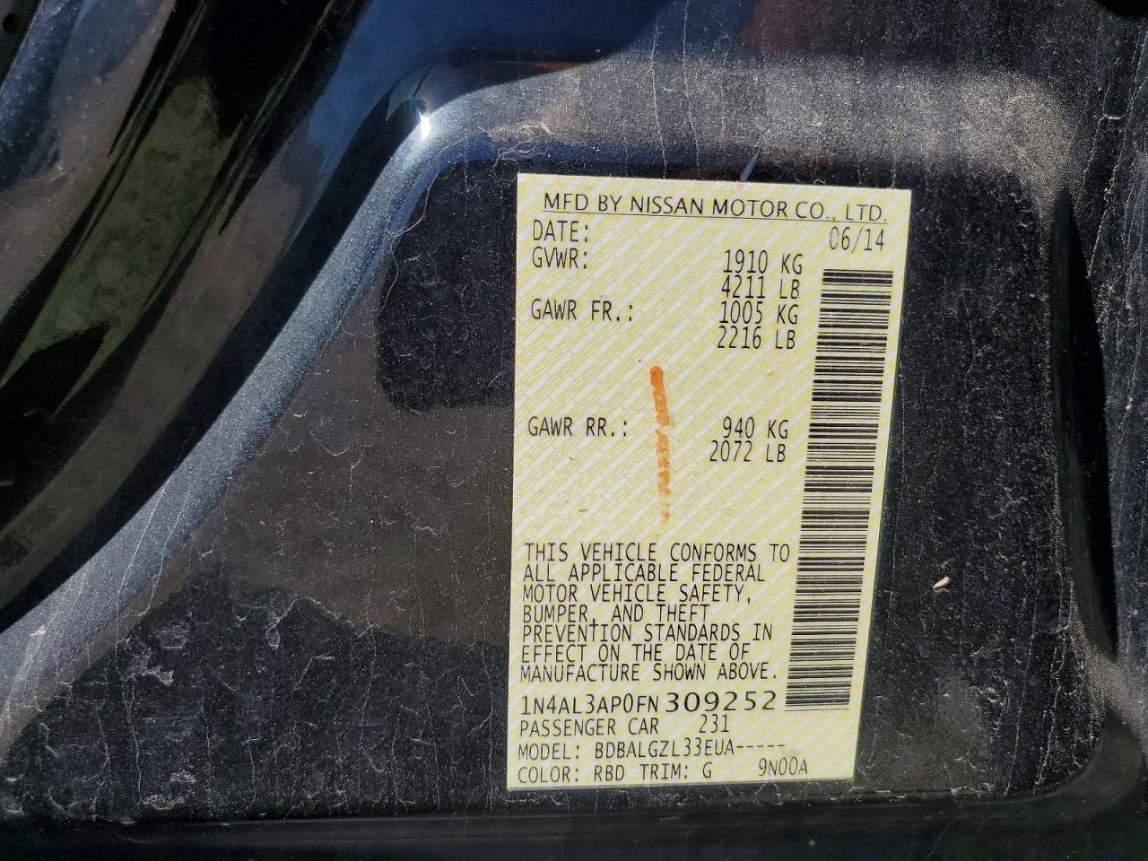 2015 NISSAN ALTIMA