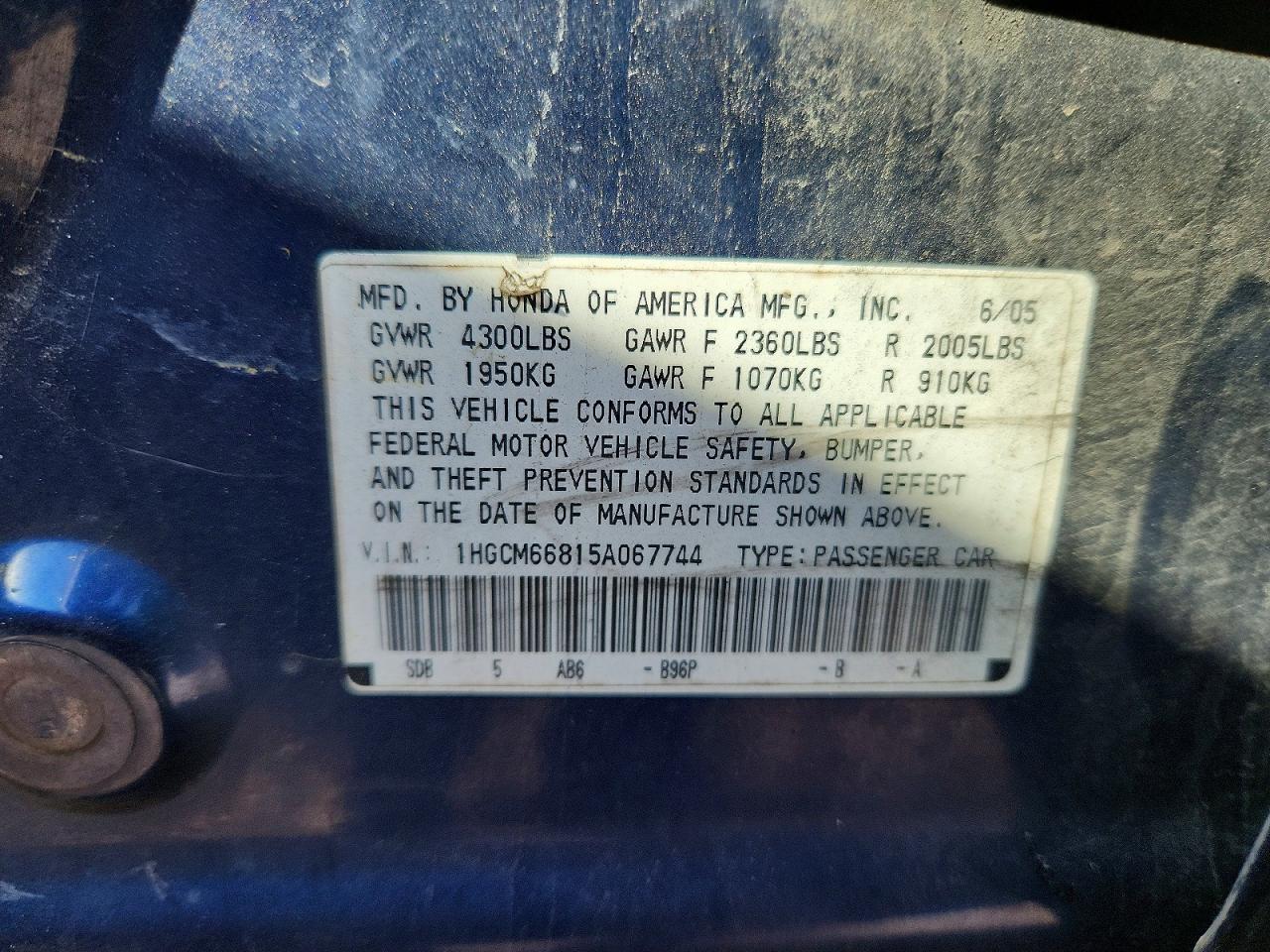 2005 HONDA ACCORD