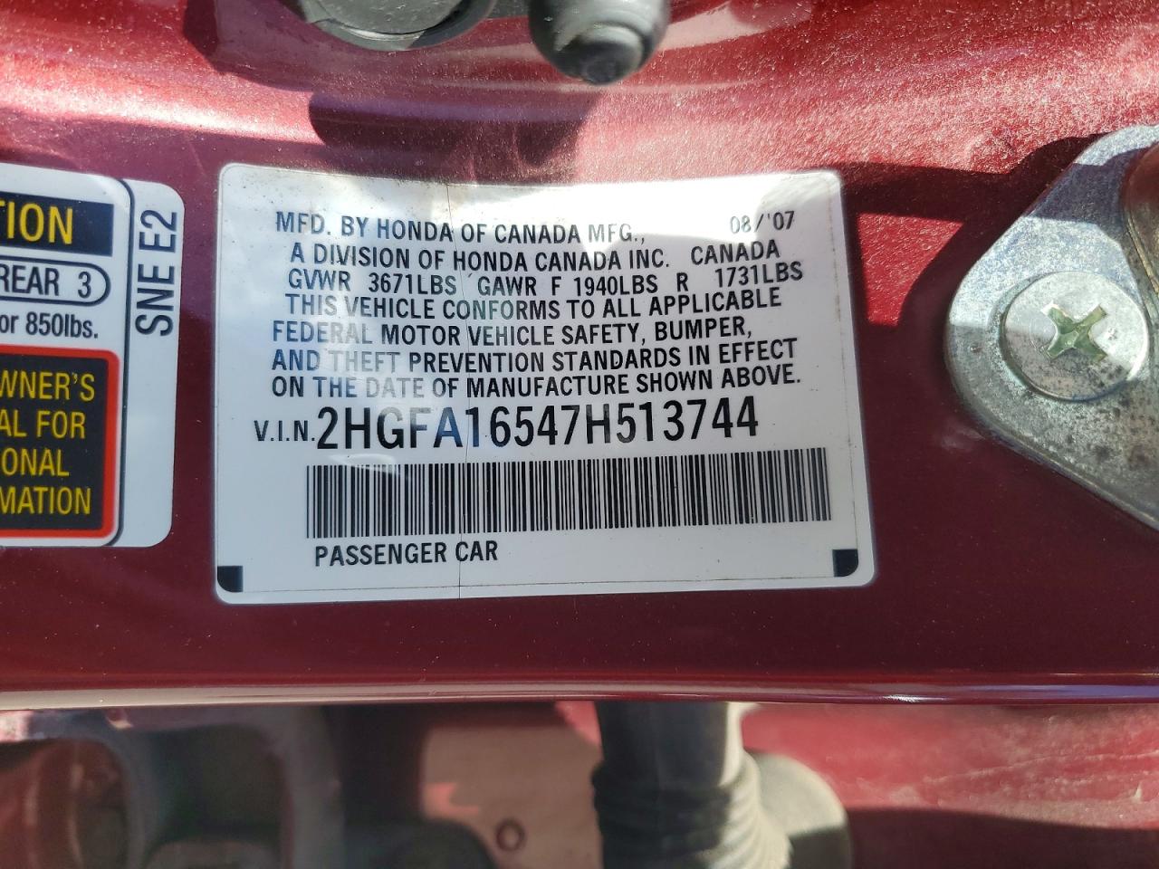 2007 HONDA CIVIC