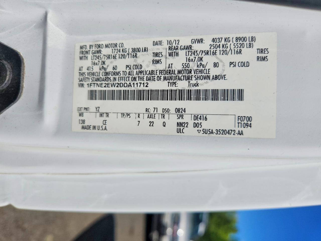 2013 FORD ECONOLINE
