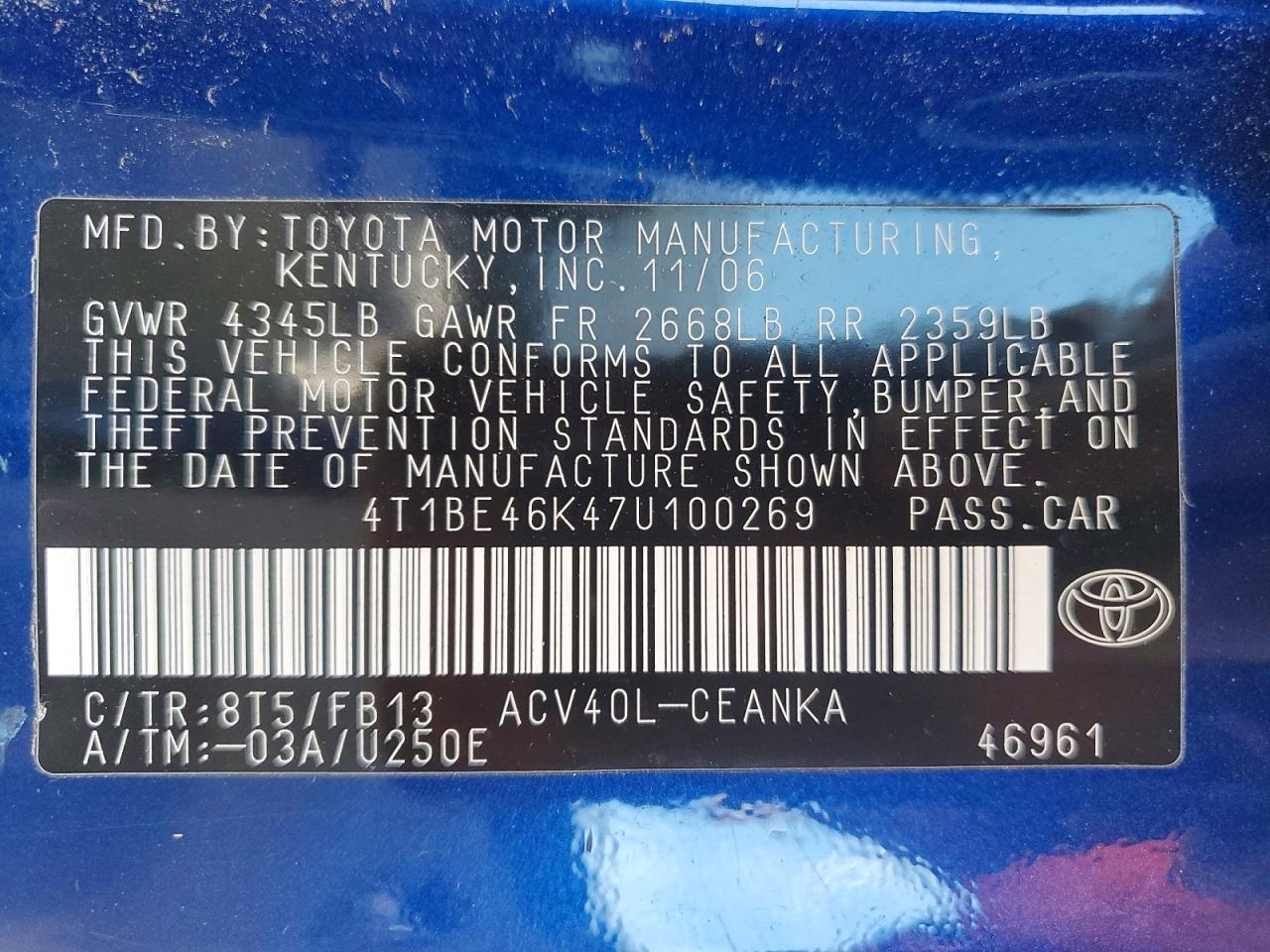 2007 TOYOTA CAMRY