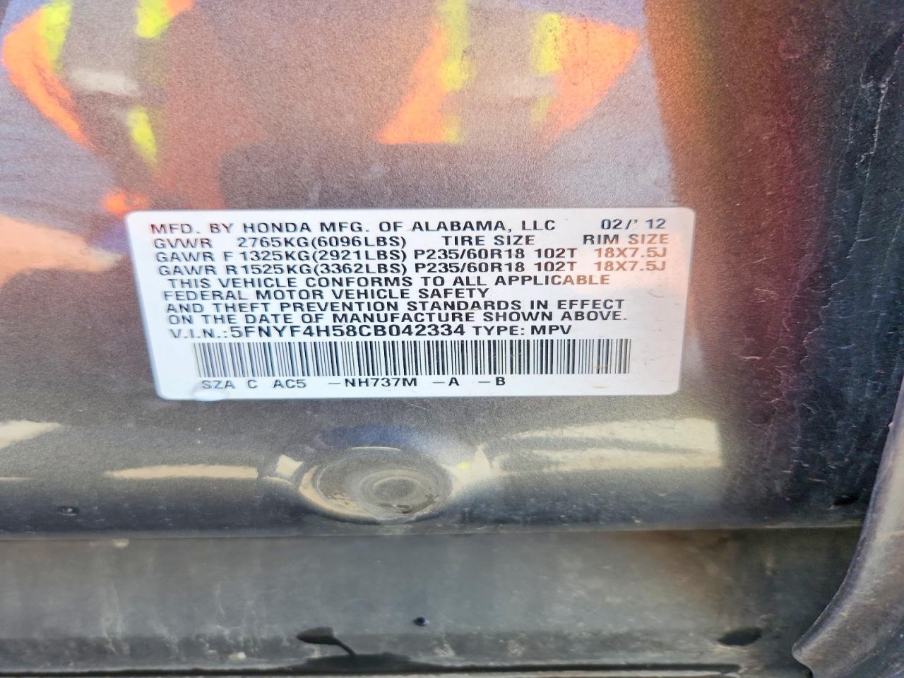2012 HONDA PILOT